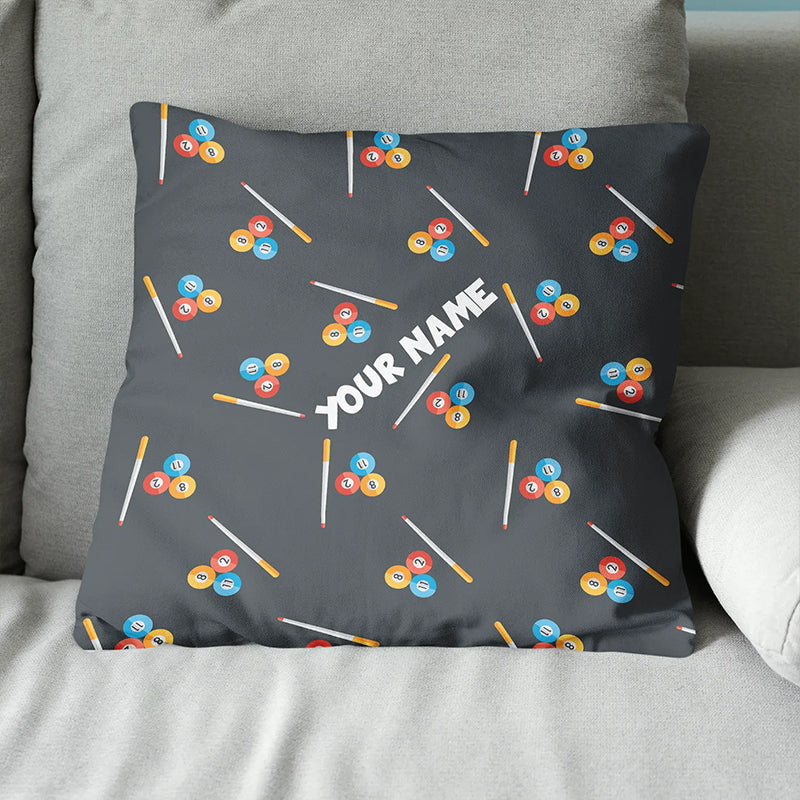 Personalized Billiard Pattern Full Printing Throw Pillow, Billiard Gifts TDM0808
