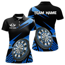 Load image into Gallery viewer, Blue Black Custom Dart Shirts For Women, Personalized 3D Darts Board Dart Jerseys Polo &amp; 1/4 Zip TDM3286