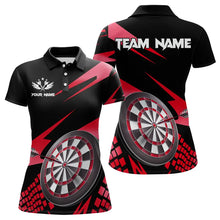 Load image into Gallery viewer, Red Black Custom Dart Shirts For Women, Personalized 3D Darts Board Dart Jerseys Polo &amp; 1/4 Zip TDM3287