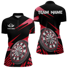 Load image into Gallery viewer, Red Black Custom Dart Shirts For Women, Personalized 3D Darts Board Dart Jerseys Polo &amp; 1/4 Zip TDM3287