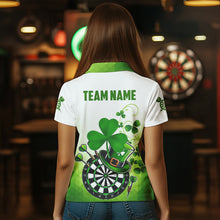 Load image into Gallery viewer, Green Luckiest Shamrock 3D Dartboard Women Dart Shirts Custom St Patrick Day Dart Shirts Team Jerseys TDM3625