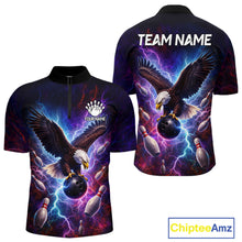 Load image into Gallery viewer, Custom Colorful Thunder Lightning Eagle Bowling Shirt For Men, Bowling Team Jersey Polo &amp; 1/4 Zip TDM6158