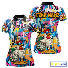 Load image into Gallery viewer, Funny Rooster Colorful Graffiti Darts Shirt For Women Custom Darts Team Jersey Polo &amp; 1/4 Zip TDM6395