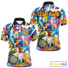 Load image into Gallery viewer, Funny Rooster Colorful Graffiti Darts Shirt For Men Custom Darts Team Jersey Polo &amp; 1/4 Zip TDM6395