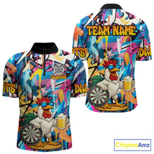 Load image into Gallery viewer, Funny Rooster Colorful Graffiti Darts Shirt For Men Custom Darts Team Jersey Polo &amp; 1/4 Zip TDM6395