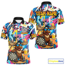 Load image into Gallery viewer, Funny Moose Colorful Graffiti Darts Shirt For Men Custom Darts Team Jersey Polo &amp; 1/4 Zip TDM6397