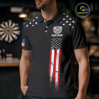 Personalized American Flag Darts Jersey For Men Custom Patriotic Darts Team Polo & 1/4 Zip Shirt TDM5077