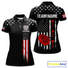 Load image into Gallery viewer, Personalized American Flag Darts Jersey For Women Custom Patriotic Darts Team Polo &amp; 1/4 Zip Shirt TDM5077