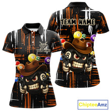 Load image into Gallery viewer, Personalized Orange Grunge Funny 8 Ball Billiard Shirt For Women, Pool Team Jersey Polo &amp; 1/4 Zip TDM5285