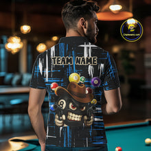Load image into Gallery viewer, Personalized Blue Grunge Funny 8 Ball Billiard Shirt For Men, Pool Team Jersey Polo &amp; 1/4 Zip TDM5286