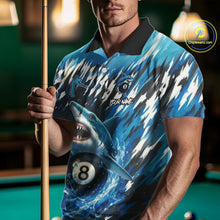 Load image into Gallery viewer, Blue Shark 8 Ball Billiard Shirt For Men Custom Billiard Jersey, Pool Team Shirt Polo &amp; 1/4 Zip TDM5290