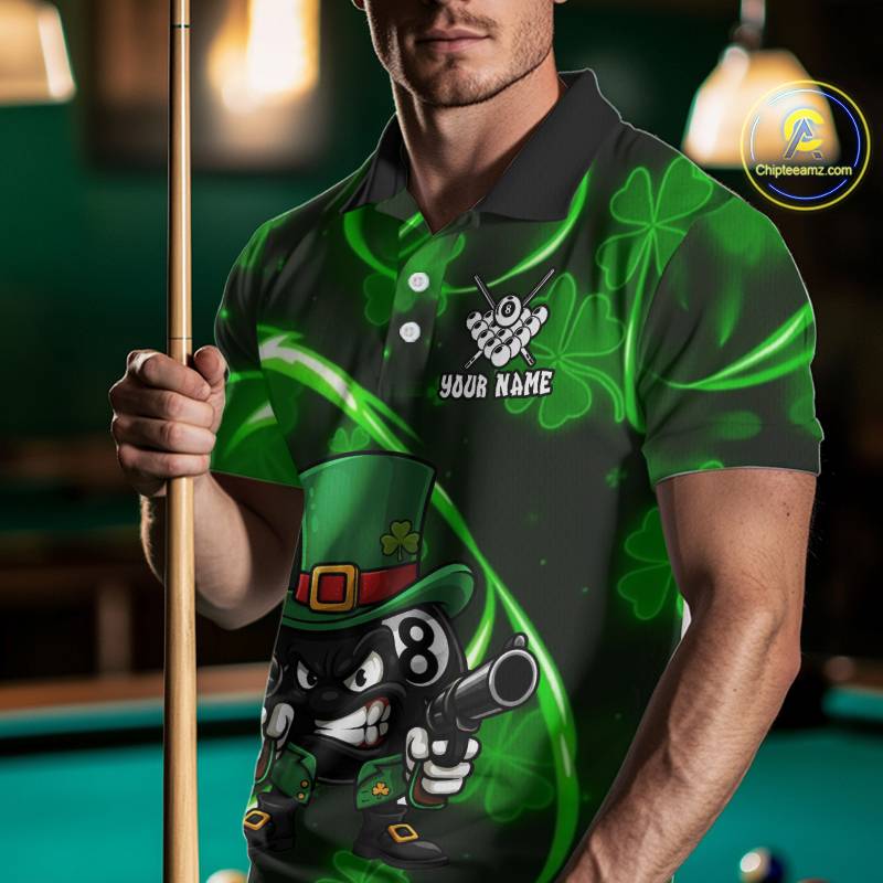 Personalized St Patrick Day 8 Ball Billiard Shirt For Men, Funny Shamrock Luckiest Billiard Jersey TDM5538
