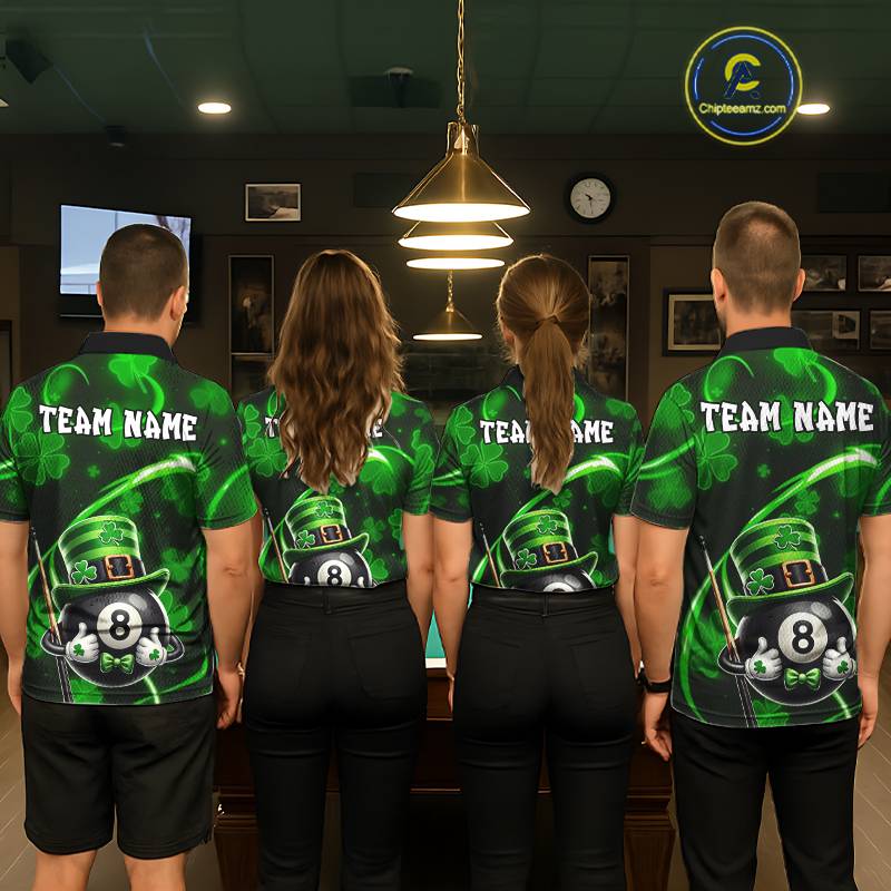 Personalized St Patrick Day 8 Ball Billiard Shirt For Men, Funny Shamrock Luckiest Billiard Jersey TDM5539