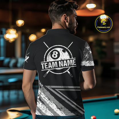 Personalized US Flag 8 Ball Pool Fire Billiard Shirt For Men Custom Grunge Billiard Team Jersey TDM5544