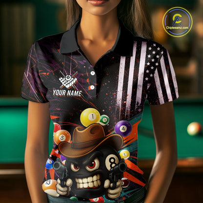 Funny 8 Ball Pool Graffiti Style Billiard Shirt For Women Custom Billiard Team Jersey Outfit TDM5548