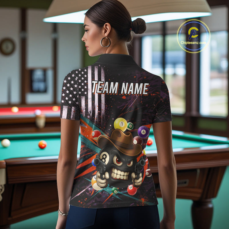 Funny 8 Ball Pool Graffiti Style Billiard Shirt For Women Custom Billiard Team Jersey Outfit TDM5548
