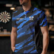 Load image into Gallery viewer, Blue Camo Darts Shirts With Pocket Option For Men Custom Darts Team Jersey TDM3786