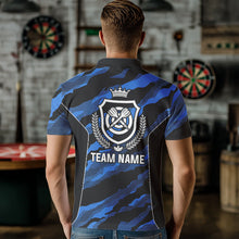 Load image into Gallery viewer, Blue Camo Darts Shirts With Pocket Option For Men Custom Darts Team Jersey TDM3786