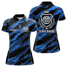 Load image into Gallery viewer, Blue Camo Darts Shirts With Pocket Option For Women Custom Darts Team Jersey TDM3786