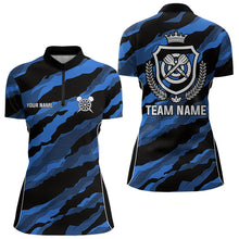 Load image into Gallery viewer, Blue Camo Darts Shirts With Pocket Option For Women Custom Darts Team Jersey TDM3786
