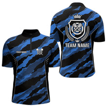 Load image into Gallery viewer, Blue Camo Darts Shirts With Pocket Option For Men Custom Darts Team Jersey TDM3786