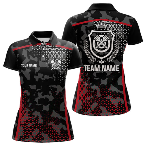 Black And Red Camo Dart Shirt With Pocket Option For Women Custom Darts Jersey TDM3787