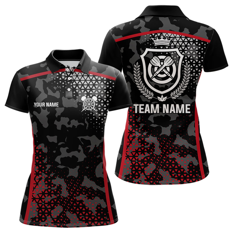Black And Red Camo Dart Shirt With Pocket Option For Women Custom Darts Jersey TDM3787