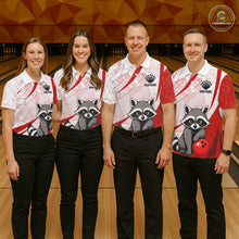 Load image into Gallery viewer, Custom Red Funny Raccoon Bowling Jersey For Men Custom Bowling Shirts Team Polo &amp; Quarter Zip TDM6592