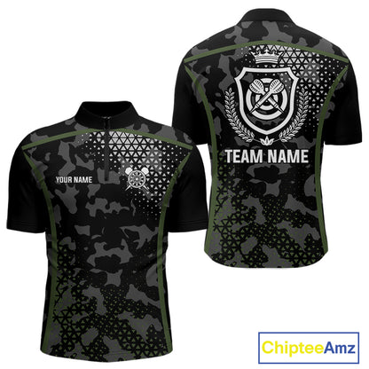 Black & Military Camo Darts Shirt For Men Custom Dart Jersey Pocket Option TDM4652