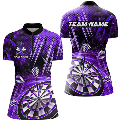 Personalized 3D Glitter Women Darts Shirts Custom Team Dart League Shirts Dart Jerseys |Purple TDM2583