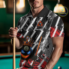 Load image into Gallery viewer, Funny 8 Ball Pool Crown Billiard Shirt For Men Custom Billiard Jersey Team Polo &amp; 1/4 Zip |Red TDM5081
