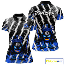 Load image into Gallery viewer, Funny 8 Ball Pool Crown Billiard Shirt For Women Custom Billiard Jersey Team Polo &amp; 1/4 Zip |Blue TDM5082