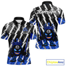 Load image into Gallery viewer, Funny 8 Ball Pool Crown Billiard Shirt For Men Custom Billiard Jersey Team Polo &amp; 1/4 Zip |Blue TDM5082