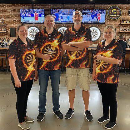 Personalized Dartboard Fire Flame Gold Thunder Men's Darts Shirt Custom Darts Team Jersey TDM5556