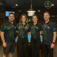Load image into Gallery viewer, Black And Green Funny Skeleton Billiard Polo &amp; 1/4 Zip For Women Custom Billiard Pool Team Jersey TDM5797