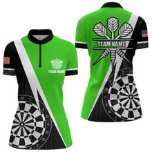 Load image into Gallery viewer, Black And Green Grunge Dartboard Women Darts Polo &amp; Quarter Zip For Women Custom Dart Jersey Uniform TDM3644