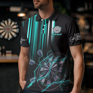 Turquoise Throwing Skills Loading Custom Dart Shirt For Men, Pocket Option TDM3789