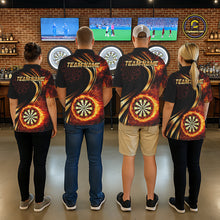 Load image into Gallery viewer, Personalized Fire Flame Darts Shirt For Women Custom Golden Darts Team Jersey Polo &amp; 1/4 Zip TDM6174