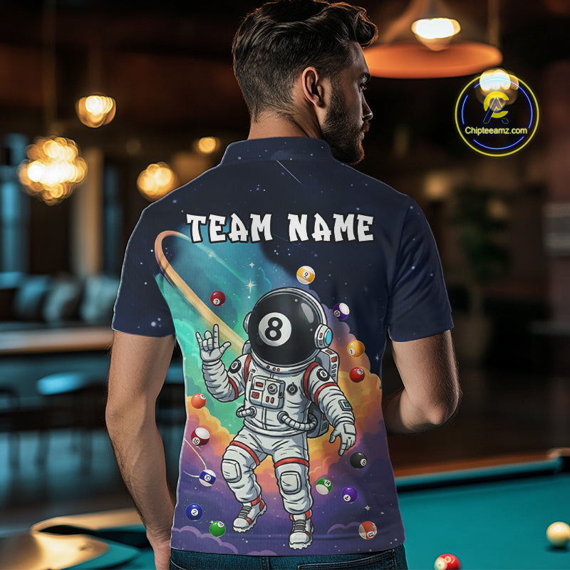 Funny Colorful 8 Ball Billiard Shirt Astronaut In Space For Men Custom Billiard Team Jersey TDM5312