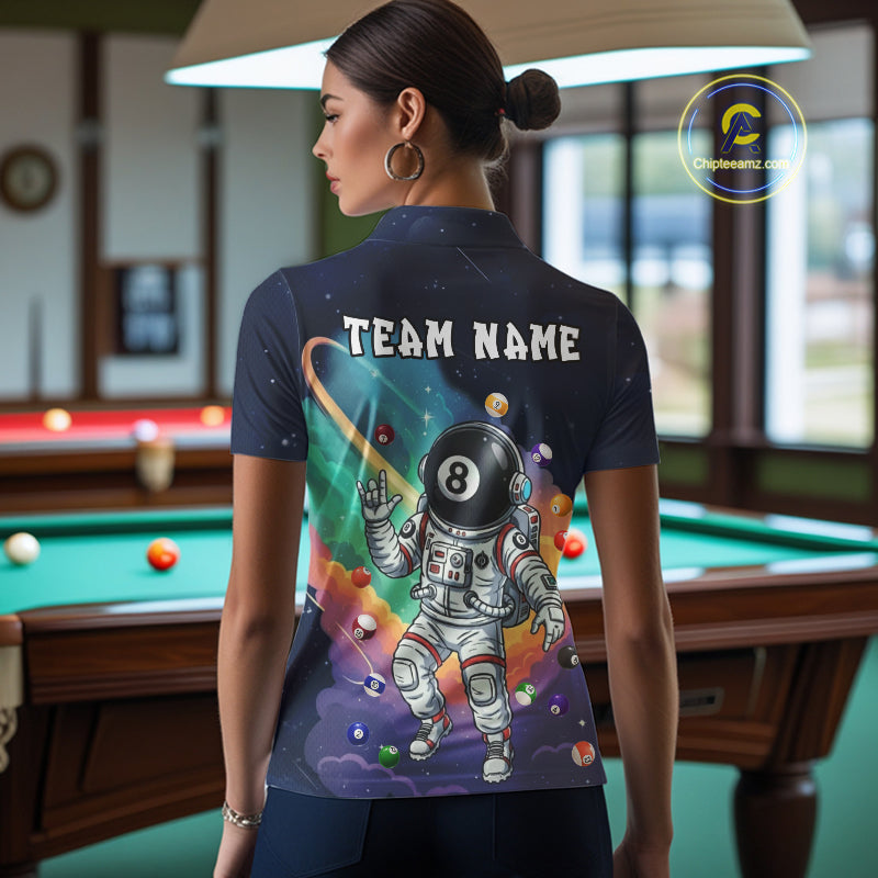 Funny Colorful 8 Ball Billiard Shirt Astronaut In Space For Women Custom Billiard Team Jersey TDM5312