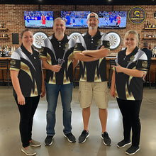 Load image into Gallery viewer, Personalized Crown Darts Shirt For Women Custom Darts Tournament Jersey Team Polo &amp; 1/4 Zip |Gold TDM5573