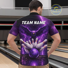 Load image into Gallery viewer, Custom Eagle Thunder Lightning Purple Bowling Shirt For Men, Bowling Team Jersey Polo &amp; 1/4 Zip TDM6188