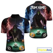 Load image into Gallery viewer, Funny Grim Reaper Lightning Billiard Shirt For Men Custom Pool Balls Team Jersey Polo &amp; 1/4 Zip TDM6410