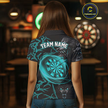 Load image into Gallery viewer, Personalized Wolf Dart Shirts For Women Custom Lights Dartboard Darts Team Jerseys |Turquoise TDM4670