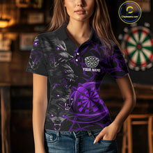 Load image into Gallery viewer, Personalized Wolf Dart Shirts For Women Custom Lights Dartboard Darts Team Jerseys |Purple TDM4671