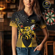Load image into Gallery viewer, Personalized Yellow Black Funny Bee Darts Shirt For Women Custom Darts Jersey Outfit Polo &amp; 1/4 Zip TDM4681