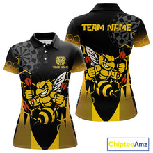 Load image into Gallery viewer, Personalized Yellow Black Funny Bee Darts Shirt For Women Custom Darts Jersey Outfit Polo &amp; 1/4 Zip TDM4681