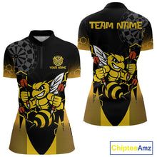 Load image into Gallery viewer, Personalized Yellow Black Funny Bee Darts Shirt For Women Custom Darts Jersey Outfit Polo &amp; 1/4 Zip TDM4681