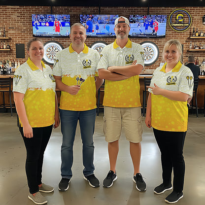 Personalized Yellow Funny Darts And Beer Women Dart Shirts, Drinking Darts Team Jerseys, Dart Gifts TDM2609