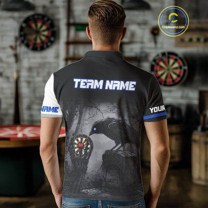 Personalized Raven Darts Shirt For Men Custom Black And Blue Gothic Darts Team Jersey TDM5093